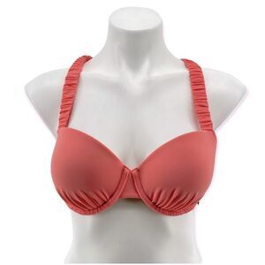 Shade & Shore Women’s Coral Shirred Underwire Padded Bikini Swim Top 36B